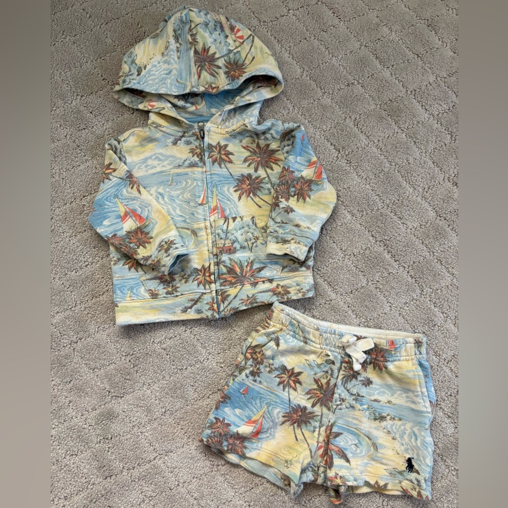 Ralph Lauren Beach Print Hoodie & Shorts - Picture 1 of 5